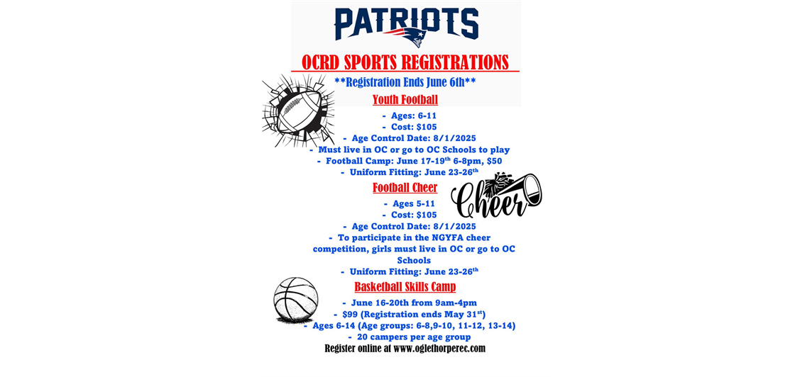 Youth Football and Cheer Registration is OPEN! 